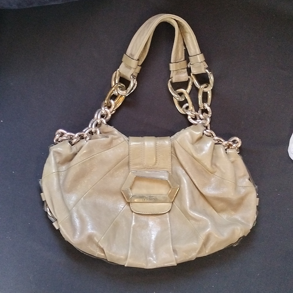 Marciano taupe leather shoulder bag